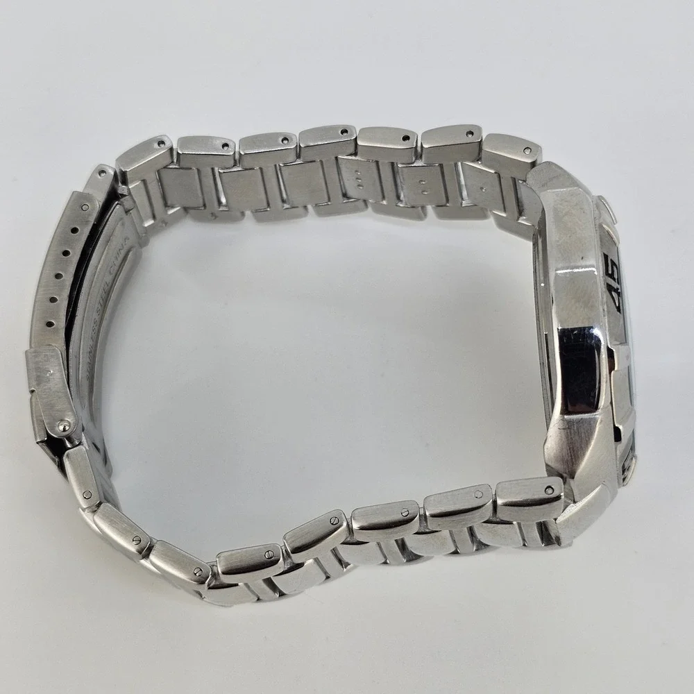 Sharp Analog Men's Watch 40MM Blue Dial Date Gray Bracelet Band 7.5
